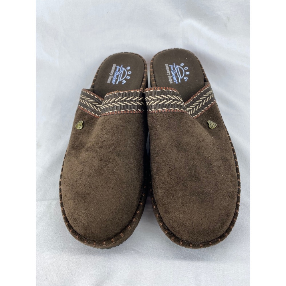 BOBS from Skechers Keepsakes Ice Angel Brown Suede Memory Foam Slippers 9